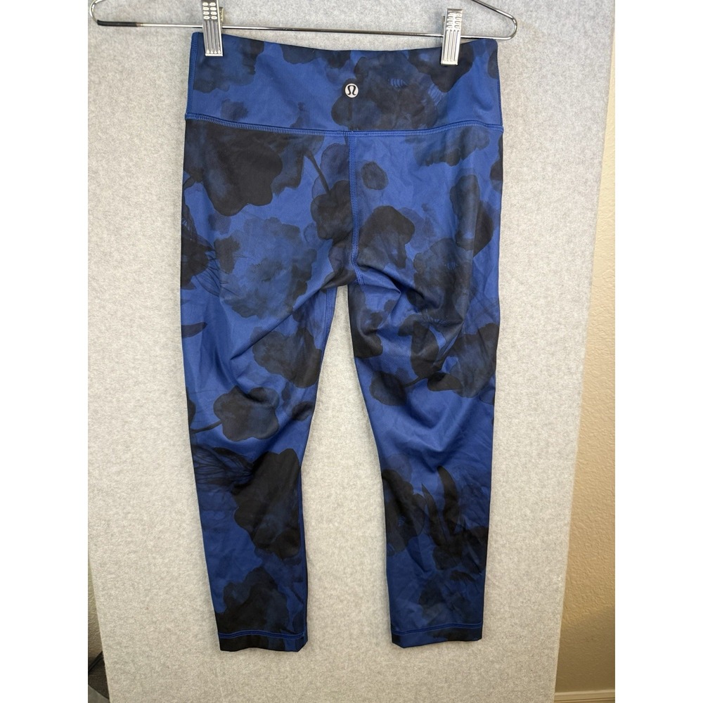 Lululemon wunder under crop leggings jumbo inky blue black flora